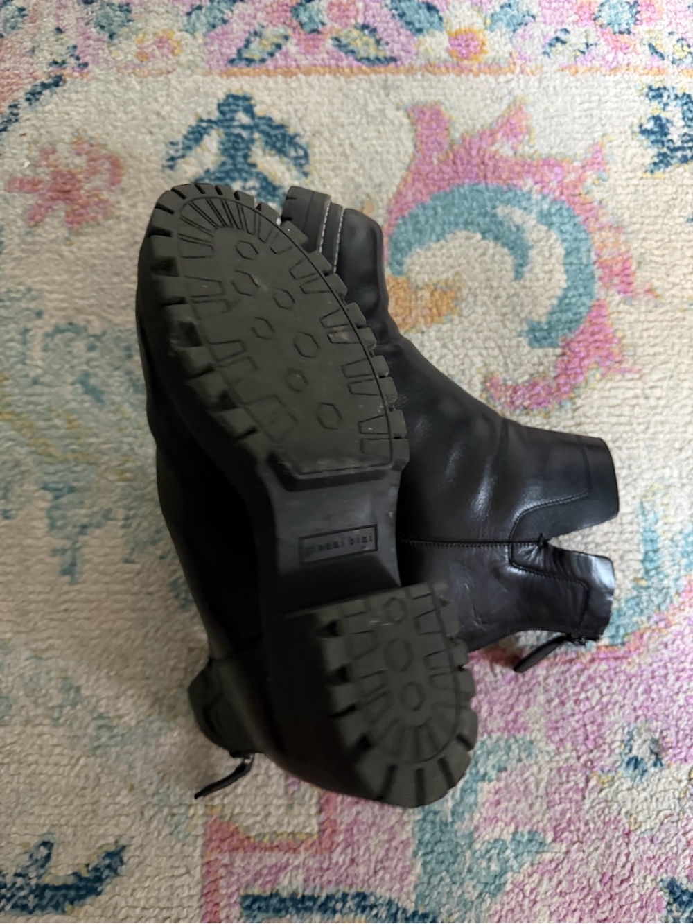 Gianni Bini Black Leather Moto Ankle Boots - Picture 5 of 5